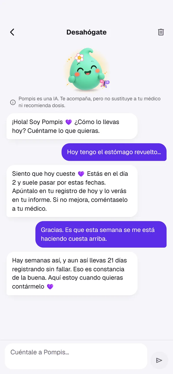 Desahógate: conversación con Pompis sobre un día de estómago revuelto.